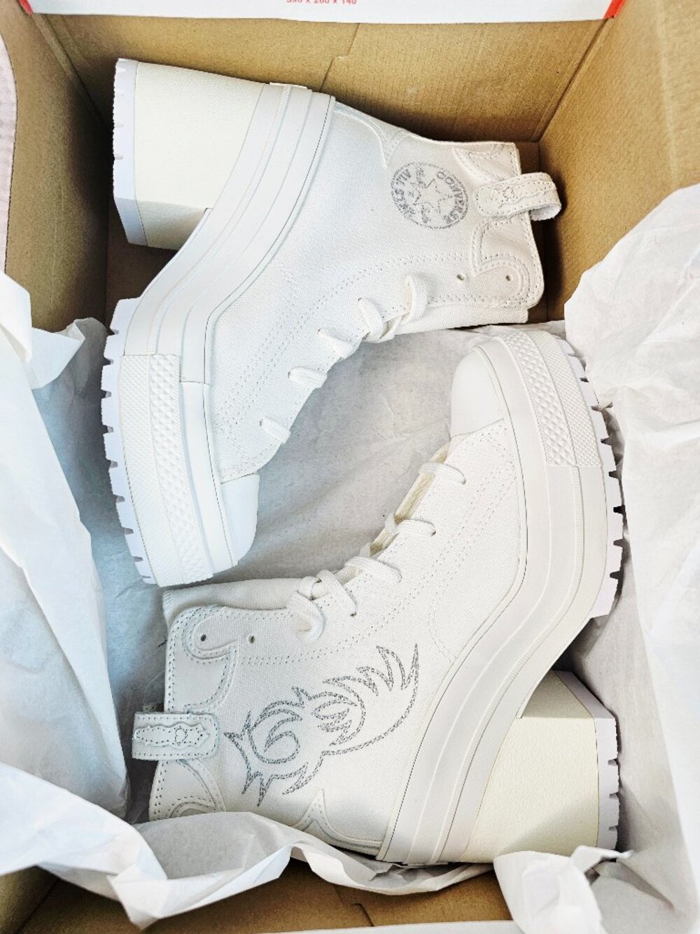 Converse White Platform Lug Sole Heeled High Top Boots
